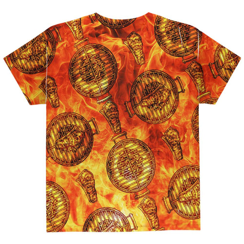 Flaming Hot Charcoal Grilled Steak Pattern All Over Youth T Shirt Youth T-Shirts Old Glory