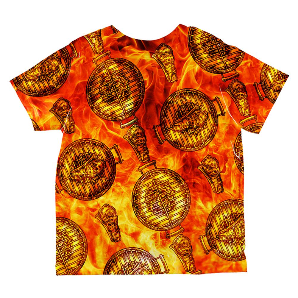 Flaming Hot Charcoal Grilled Steak Pattern All Over Toddler T Shirt Toddler T-Shirts Old Glory