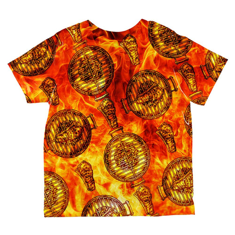 Flaming Hot Charcoal Grilled Steak Pattern All Over Toddler T Shirt Toddler T-Shirts Old Glory
