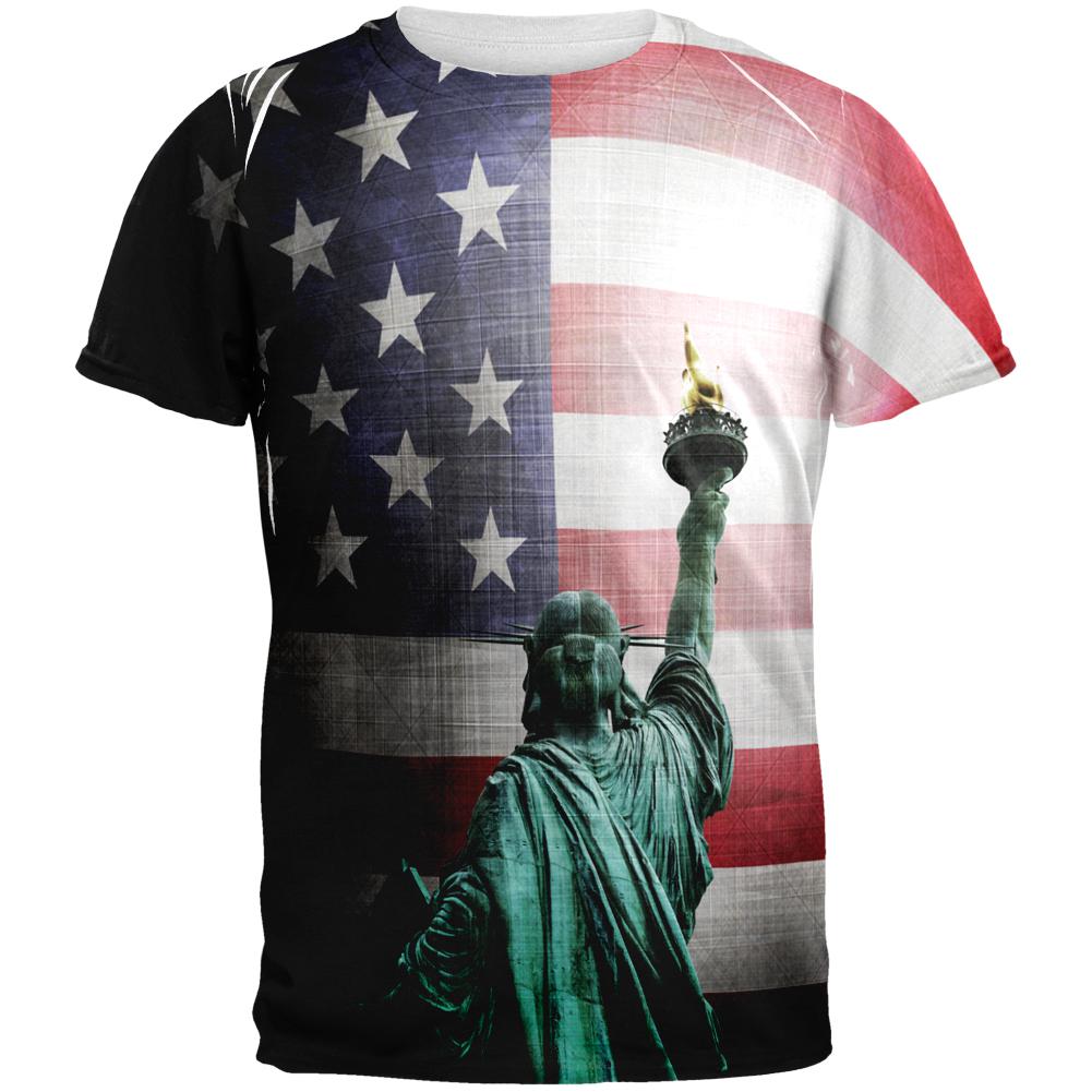 4th of July Let Lady Liberty Light the Way All Over Mens T Shirt Men's T-Shirts Old Glory 2XL Multi