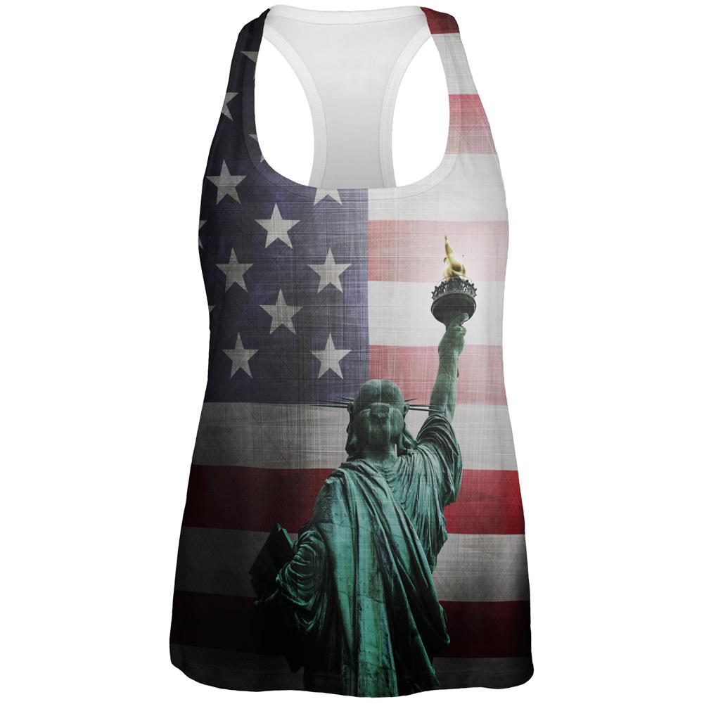 4th of July Let Lady Liberty Light the Way All Over Womens Work Out Tank Top Women's Tank Tops Old Glory 2XL Multi