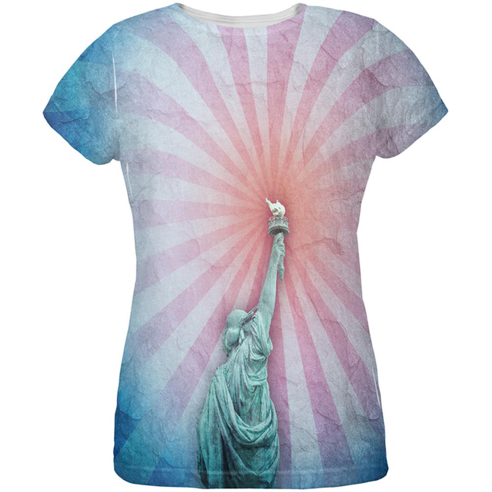 4th of July Spirit Of Liberty Statue All Over Womens T Shirt Women's T-Shirts Old Glory 2XL Multi