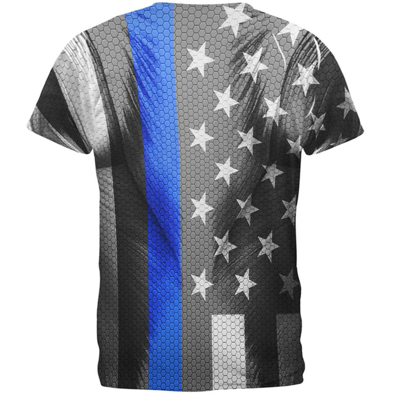 Halloween Thin Blue Line Superhero Costume All Over Mens T Shirt Men's T-Shirts Old Glory