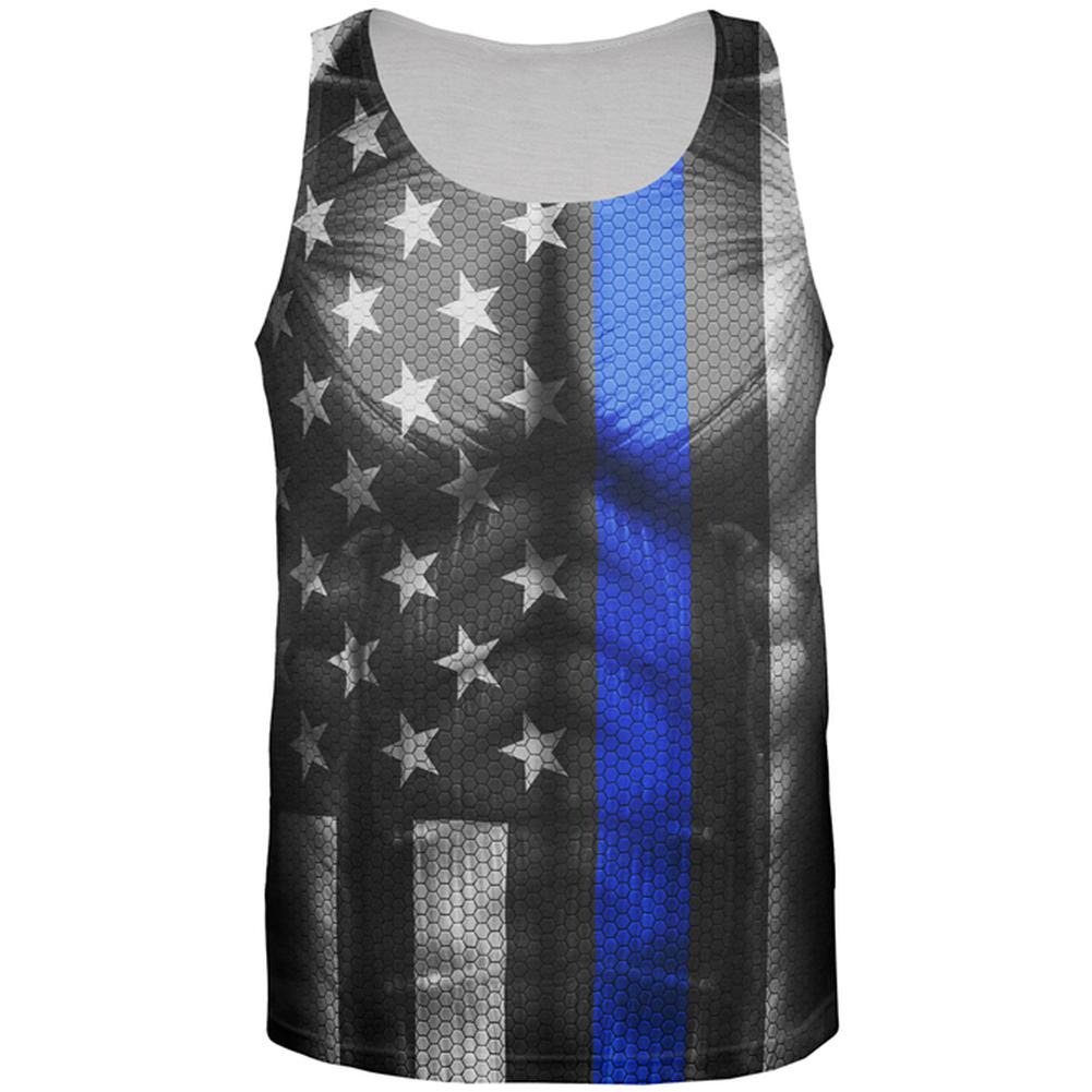 Halloween Thin Blue Line Superhero Costume All Over Mens Tank Top Men's Tank Tops Old Glory 2XL Multi