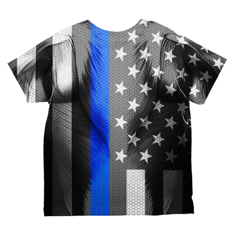 Halloween Thin Blue Line Superhero Costume All Over Toddler T Shirt Toddler T-Shirts Old Glory