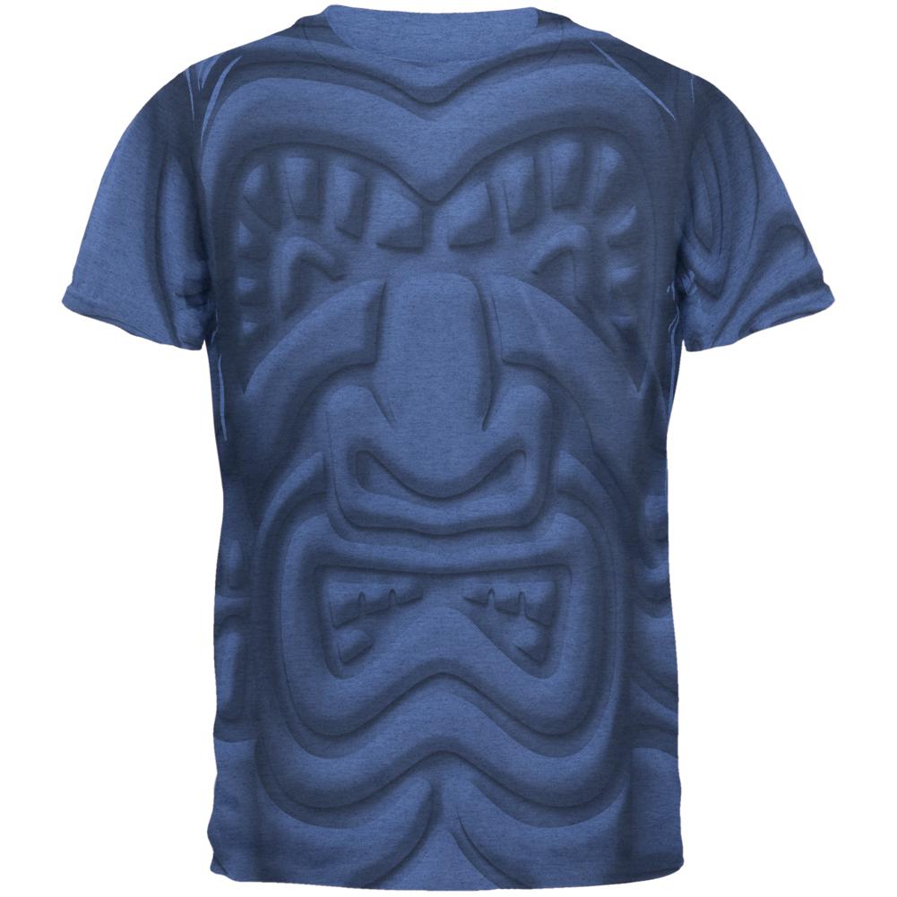 Tiki God Black Face Luau Men's Soft T-Shirt Men's T-Shirts Old Glory 2XL Heather Royal