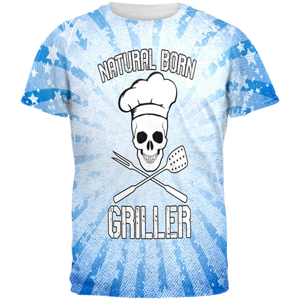 Natural Born Griller Blue All Over Mens T Shirt Men's T-Shirts Old Glory 2XL Multi