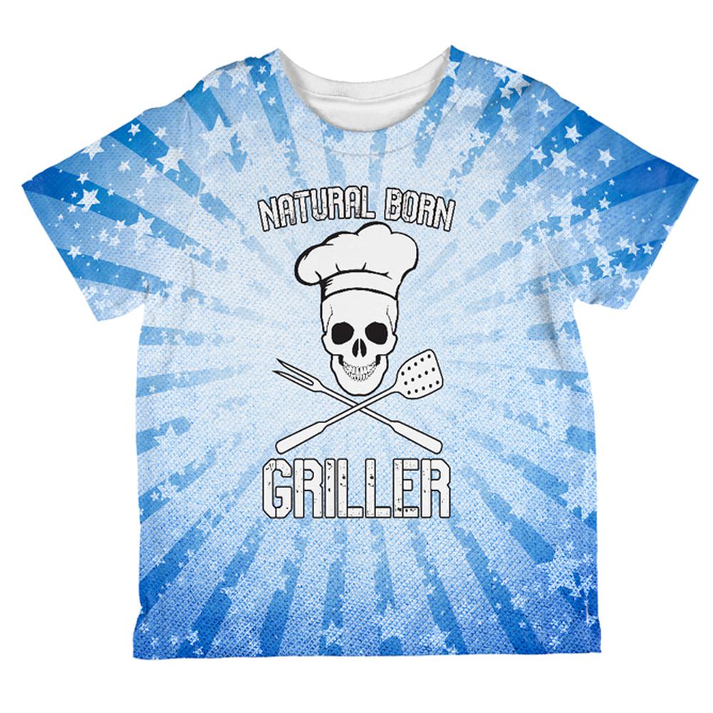 Natural Born Griller Blue All Over Toddler T Shirt Toddler T-Shirts Old Glory 2T Multi