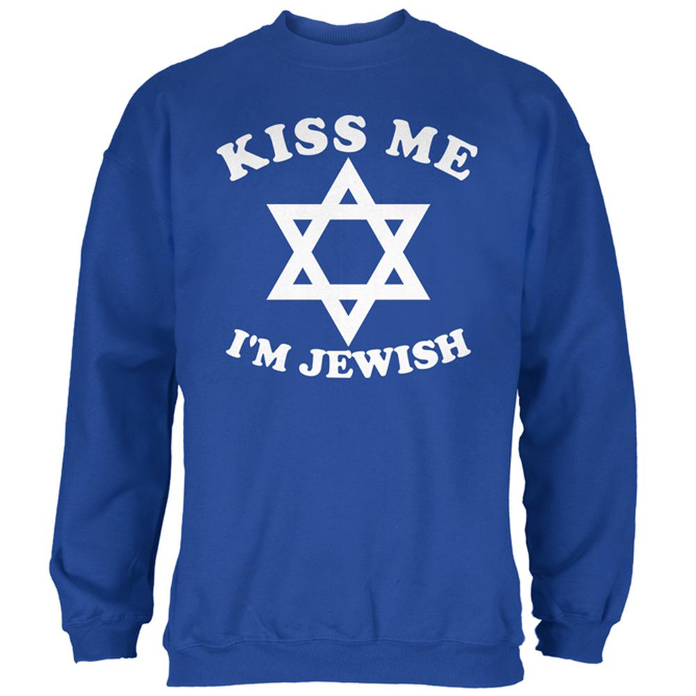 Kiss Me I'm Jewish Mens Sweatshirt Men's Sweatshirts Old Glory 2XL Royal