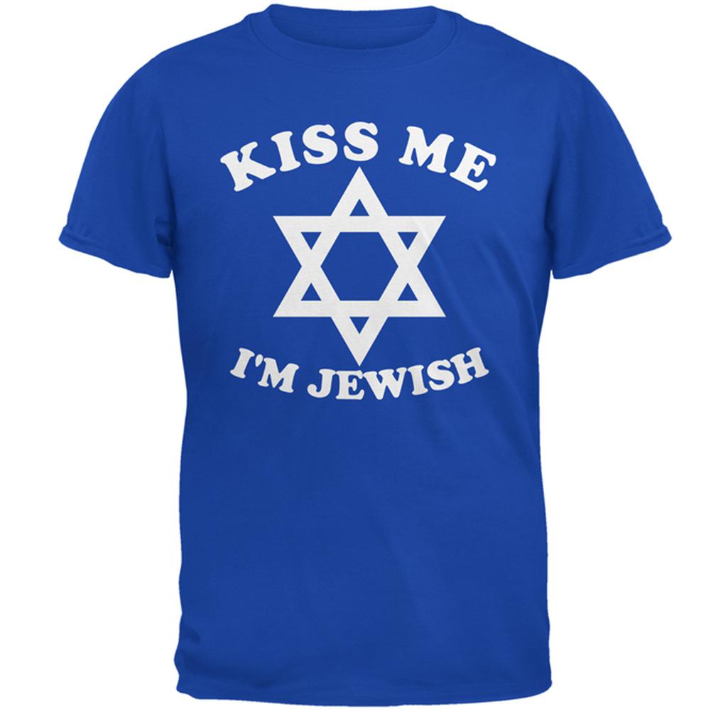 Kiss Me I'm Jewish Mens Soft T Shirt Men's T-Shirts Old Glory 2XL Royal