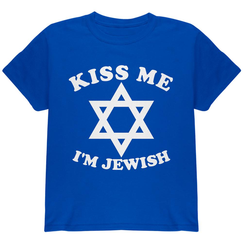 Kiss Me I'm Jewish Youth T Shirt Youth T-Shirts Old Glory LG Royal