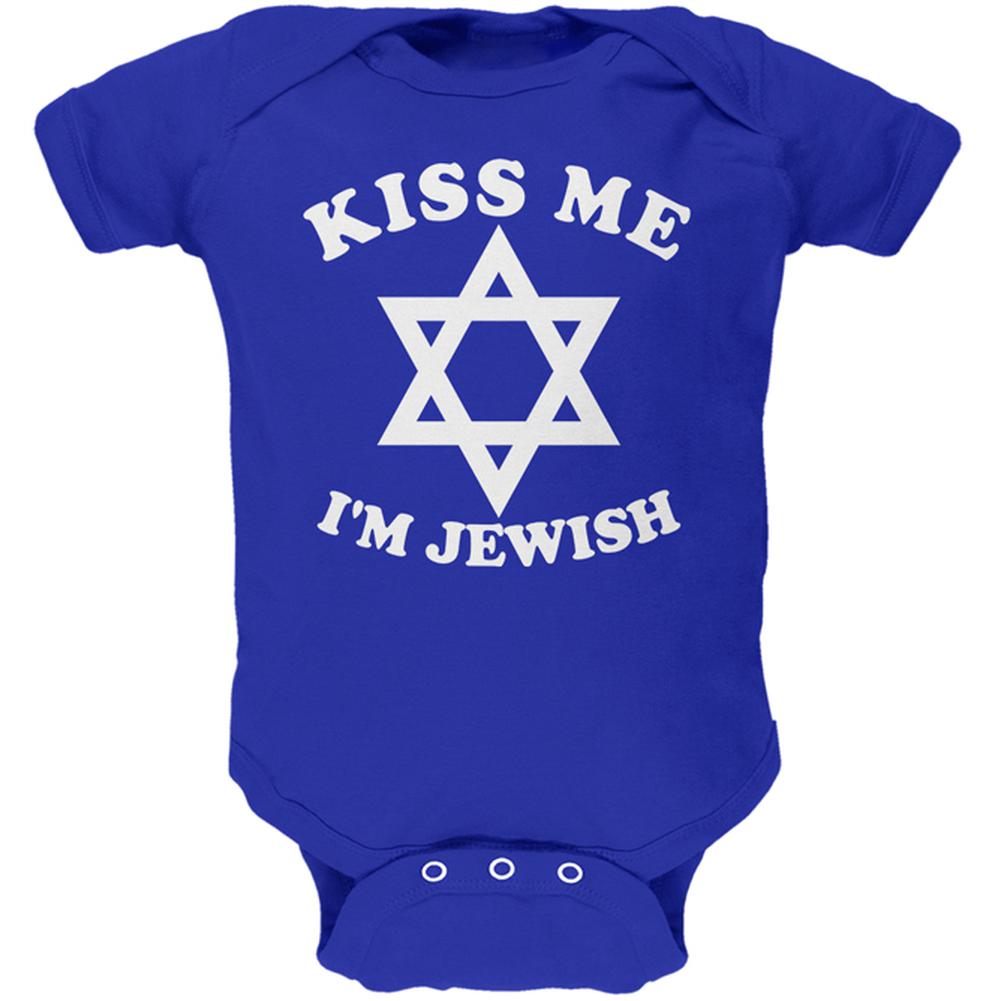 Kiss Me I'm Jewish Soft Baby One Piece Baby One Piece Old Glory 0-3M Royal