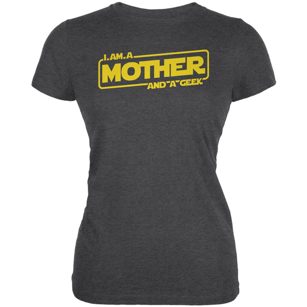 A Mother and a Geek Juniors Soft T Shirt Juniors T-Shirts Old Glory 2XL Deep Heather