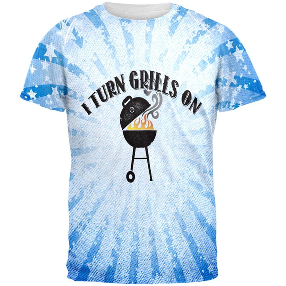 I Turn Grills On Blue All Over Mens T Shirt Men's T-Shirts Old Glory 2XL Multi