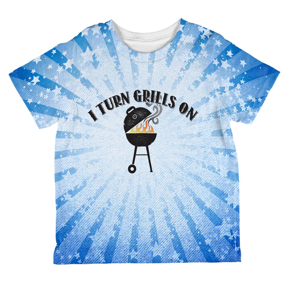 I Turn Grills On Blue All Over Toddler T Shirt Toddler T-Shirts Old Glory 2T Multi