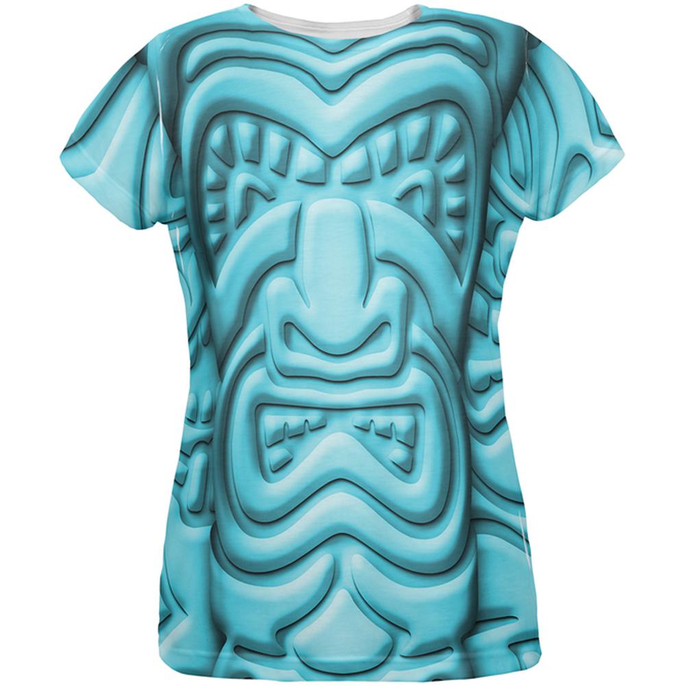 Tiki God Blue Face Luau All Over Womens T Shirt Women's T-Shirts Old Glory 2XL Multi