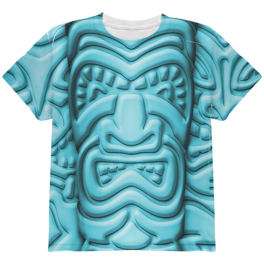 Tiki God Blue Face Luau All Over Youth T Shirt Youth T-Shirts Old Glory LG Multi