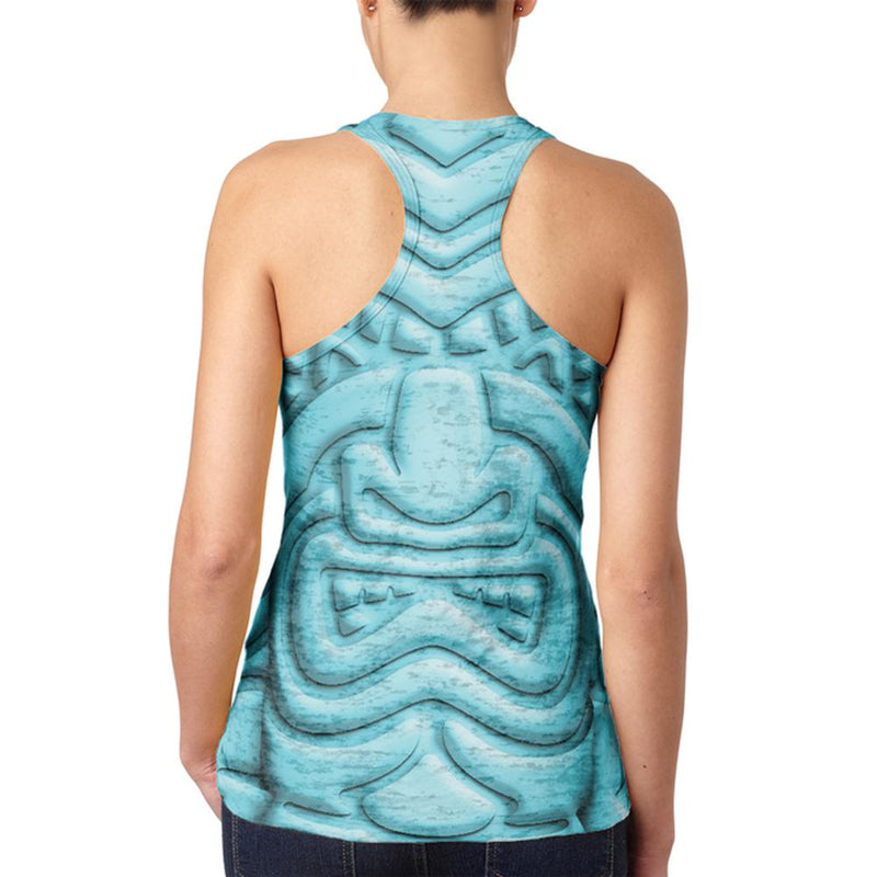 Tiki God Blue Face Luau Juniors Burnout Racerback Tank Top Juniors Tank Tops Old Glory