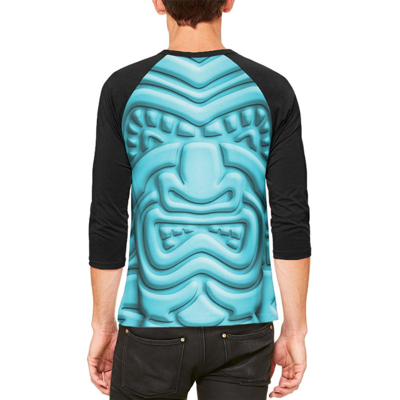 Tiki God Blue Face Luau Mens Raglan T Shirt Men's T-Shirts Old Glory