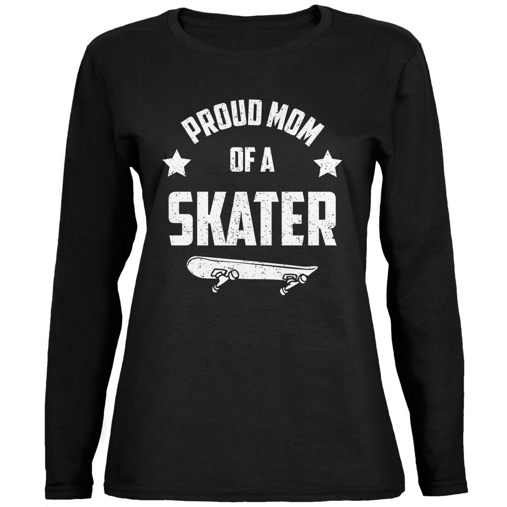 Proud Mom Skater Skateboard Ladies' Relaxed Jersey Long-Sleeve Tee Women's Long Sleeves Old Glory 2XL Black