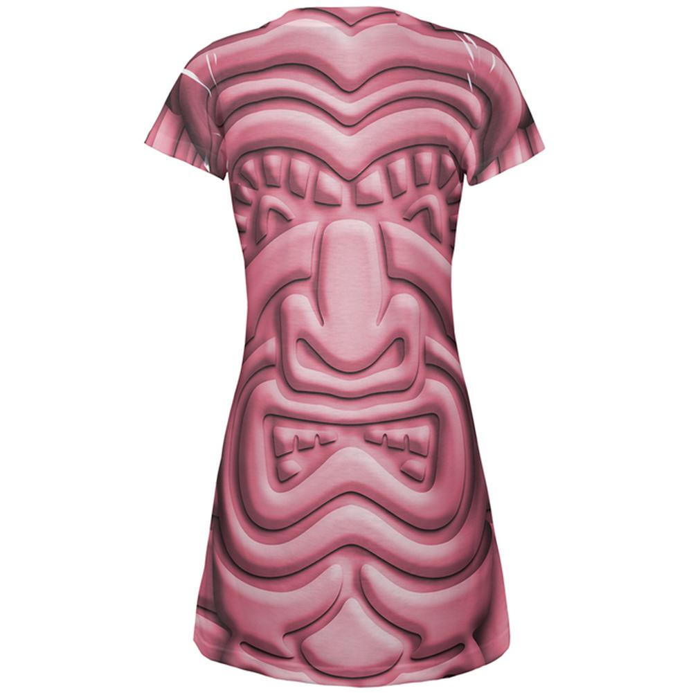 Tiki God Pink Face Luau All Over Juniors Beach Cover-Up Dress Juniors Dresses Old Glory