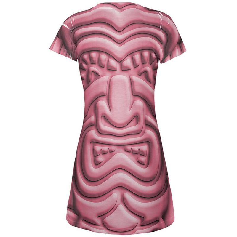 Tiki God Pink Face Luau All Over Juniors Beach Cover-Up Dress Juniors Dresses Old Glory