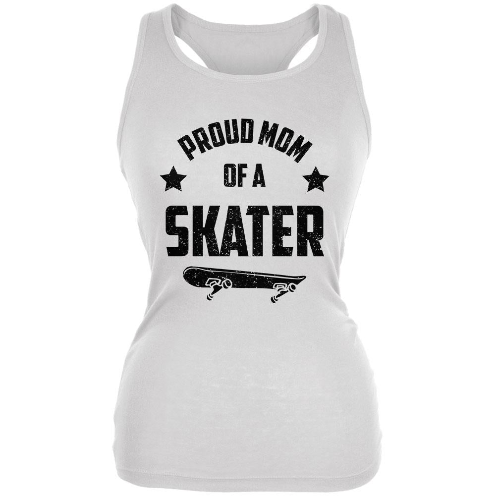 Proud Mom Skater Skateboard Juniors Soft Tank Top Juniors Tank Tops Old Glory 2XL White