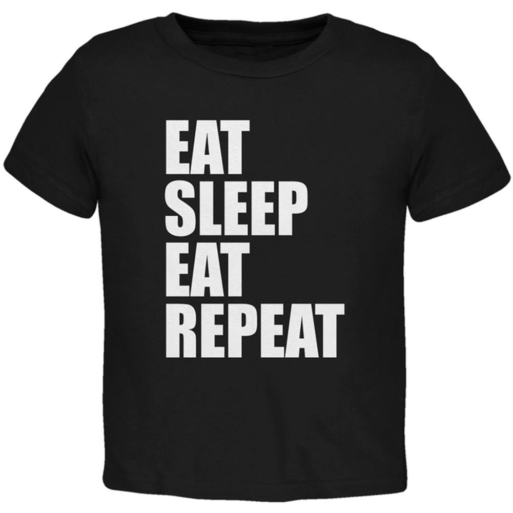 Eat Sleep Eat Repeat Funny Toddler T Shirt Toddler T-Shirts Old Glory 2T Black