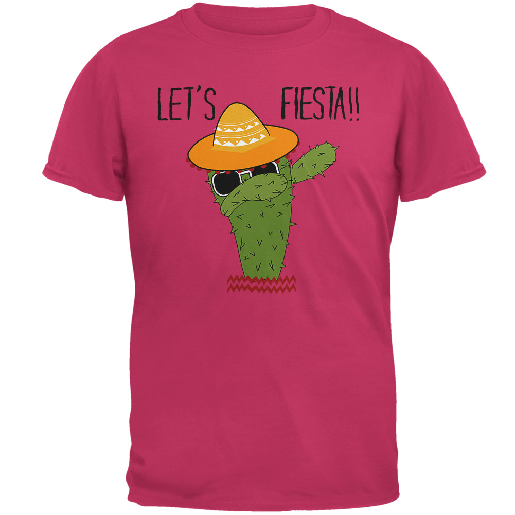 Cinco De Mayo Dabbing Cactus Lets Fiesta Party Mens T Shirt Men's T-Shirts Old Glory 2XL Pink
