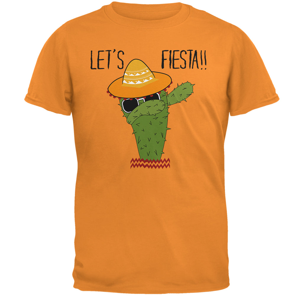 Cinco De Mayo Dabbing Cactus Lets Fiesta Party Mens T Shirt Men's T-Shirts Old Glory 2XL Orange