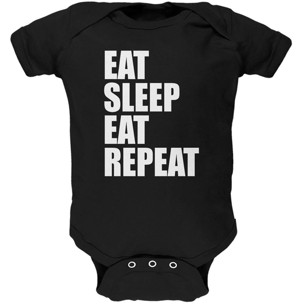 Eat Sleep Eat Repeat Funny Soft Baby One Piece Baby One Piece Old Glory 0-3M Black