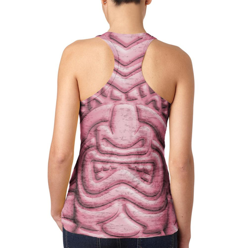 Tiki God Pink Face Luau Juniors Burnout Racerback Tank Top Juniors Tank Tops Old Glory