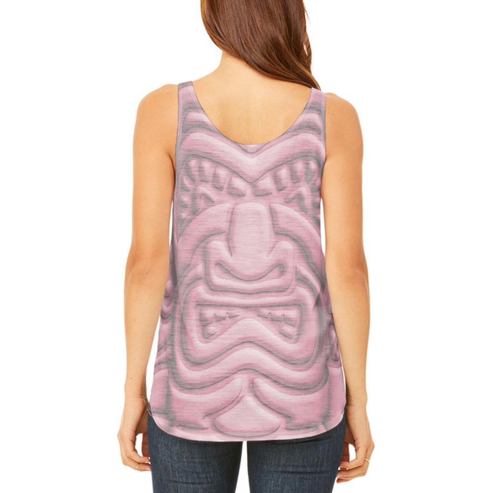 Tiki God Pink Face Luau Juniors Flowy Side Slit Tank Top Juniors Tank Tops Old Glory