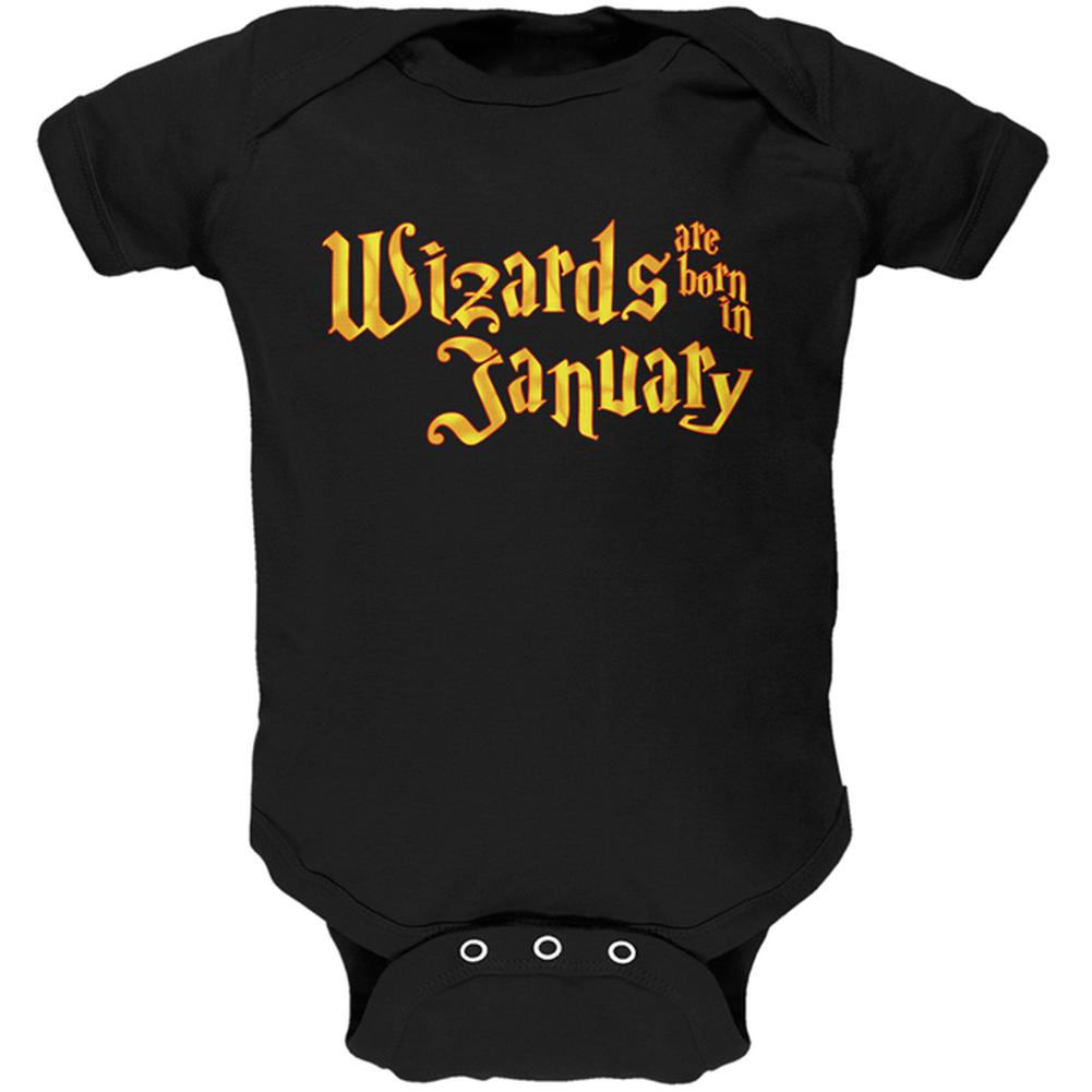 Wizards are born in January Soft Baby One Piece Baby One Piece Old Glory 0-3M Black