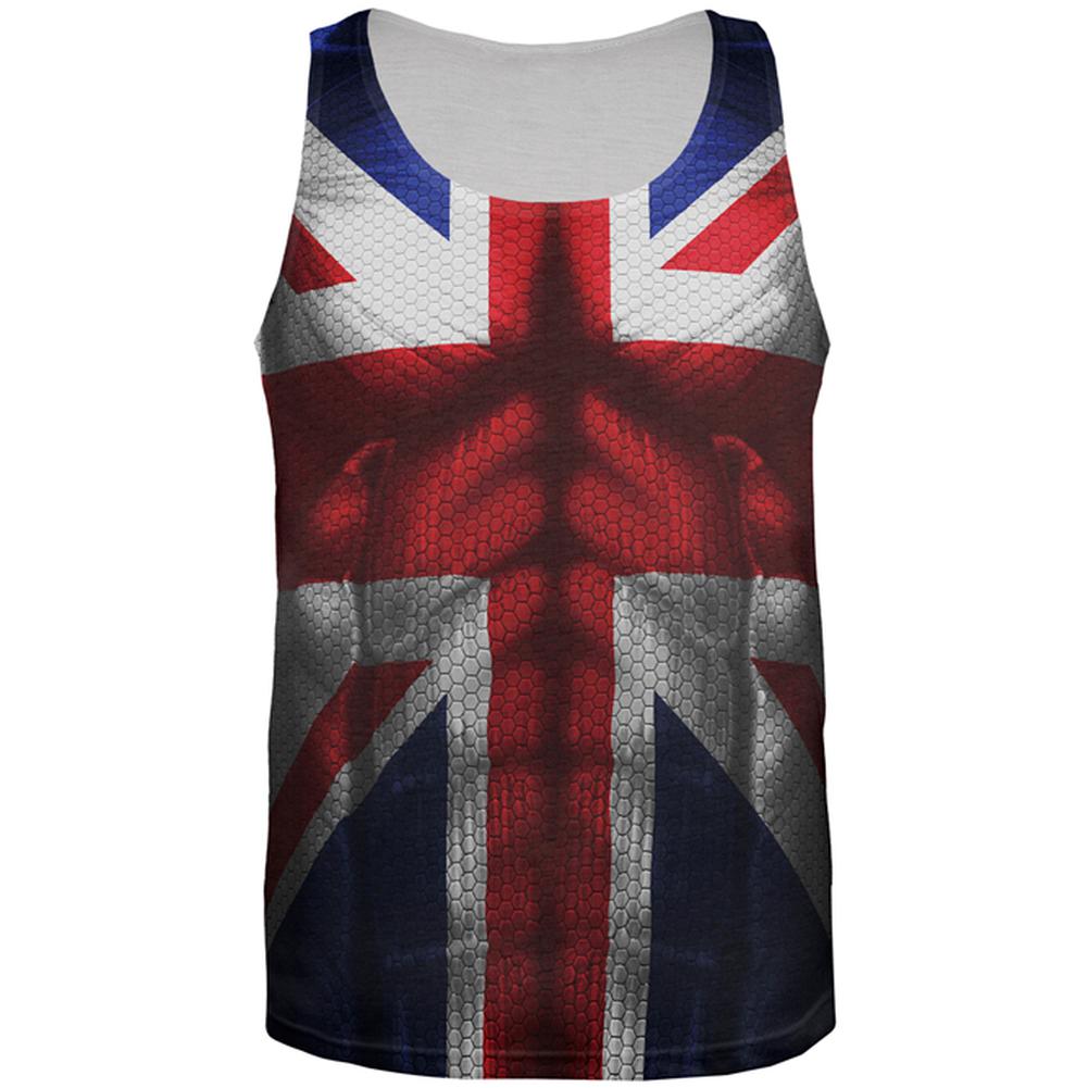 Halloween Union Jack British Flag Superhero Costume All Over Mens Tank Top Men's Tank Tops Old Glory 2XL Multi