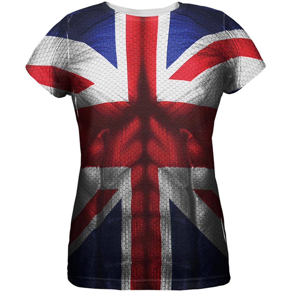 Halloween Union Jack British Flag Superhero Costume All Over Womens T Shirt Women's T-Shirts Old Glory 2XL Multi