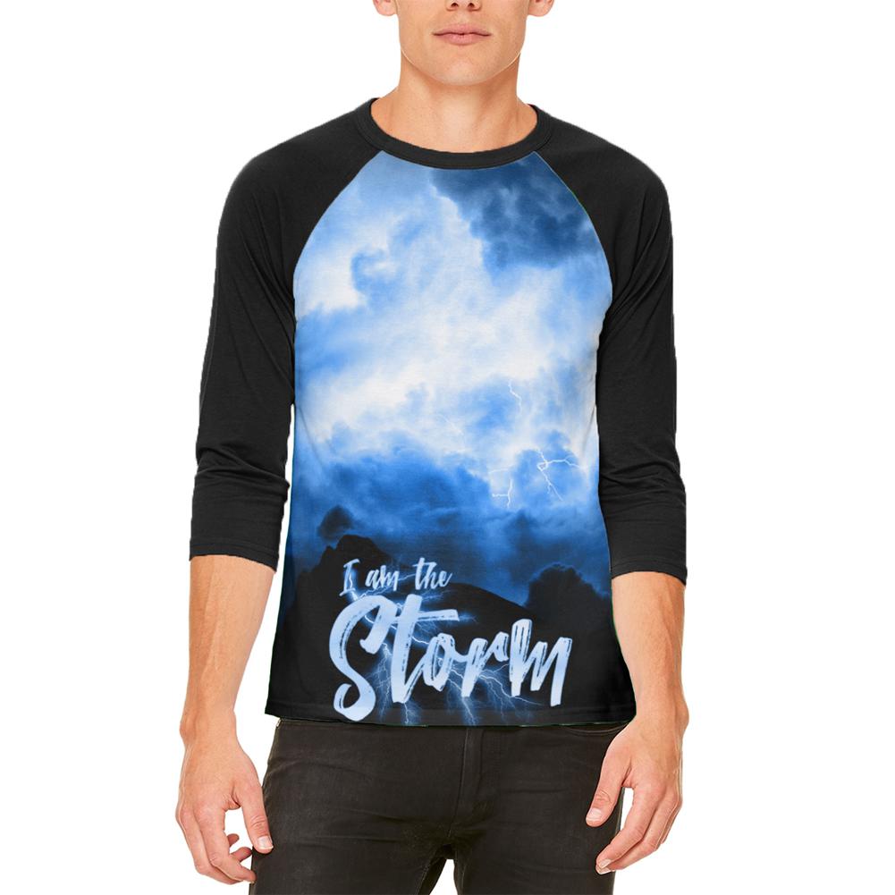 Warrior's Fate I Am The Storm Mens Raglan T Shirt Men's T-Shirts Old Glory 2XL White-Black