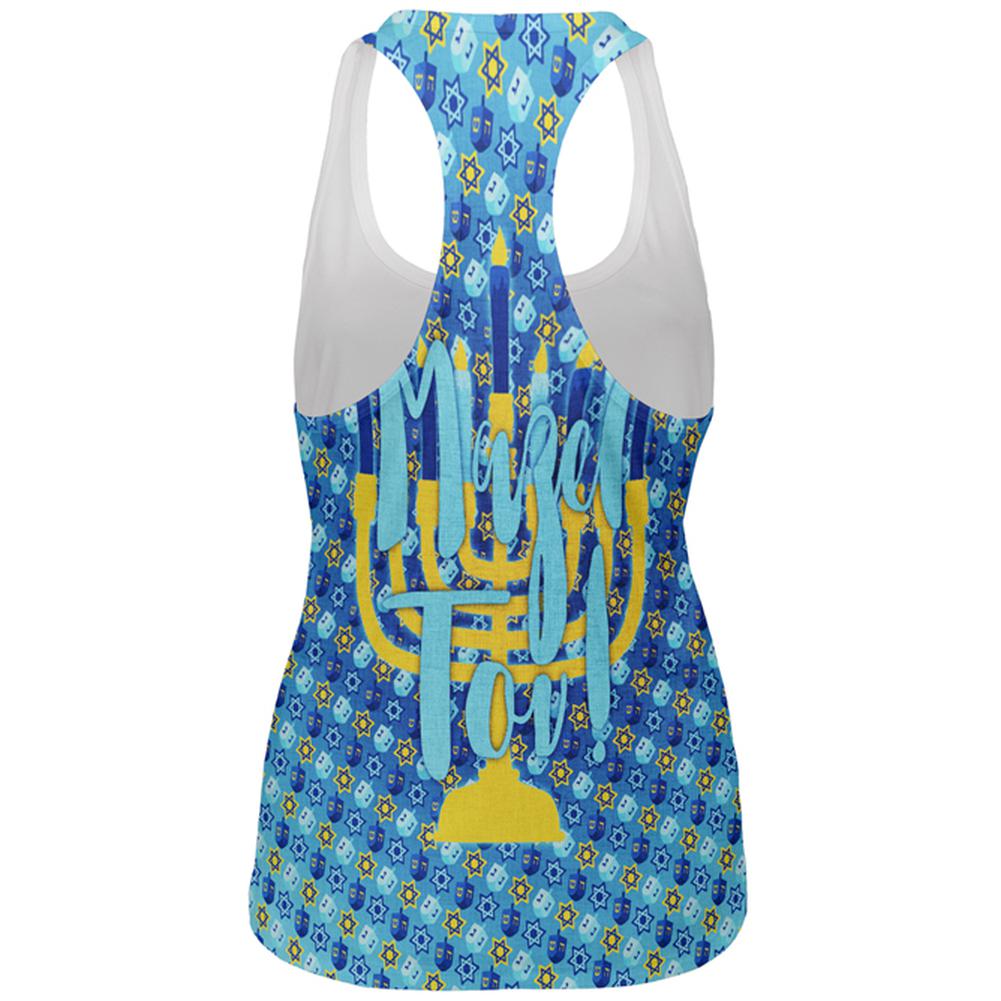 Hanukkah Mazel Tov Menorah Dreidel All Over Womens Work Out Tank Top Women's Tank Tops Old Glory