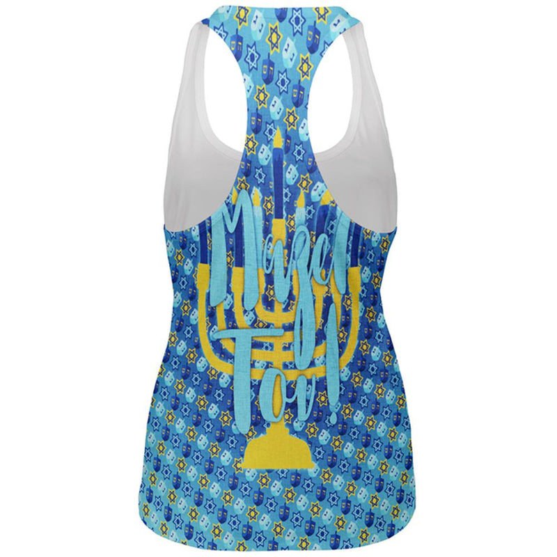 Hanukkah Mazel Tov Menorah Dreidel All Over Womens Work Out Tank Top Women's Tank Tops Old Glory