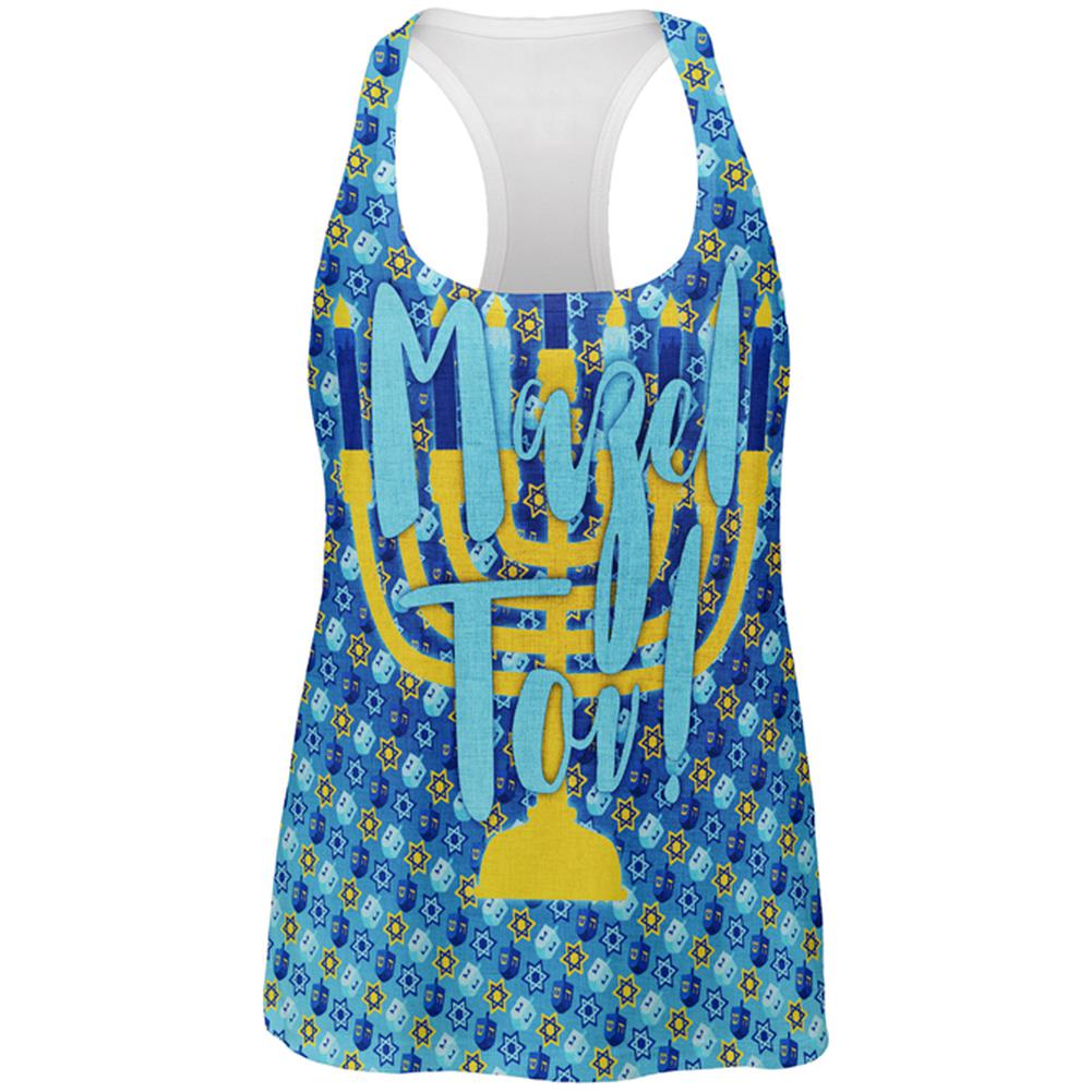 Hanukkah Mazel Tov Menorah Dreidel All Over Womens Work Out Tank Top Women's Tank Tops Old Glory 2XL Multi