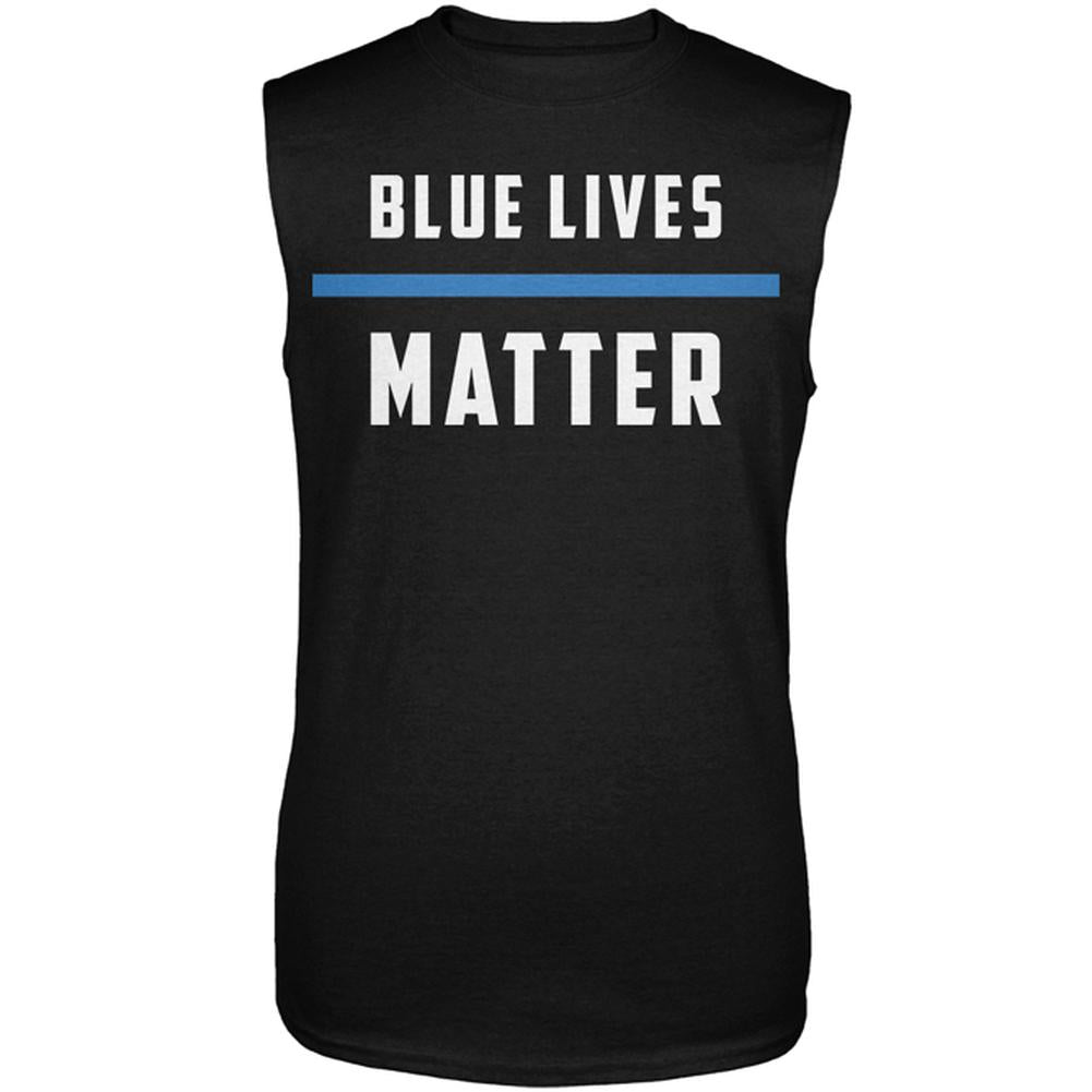 Police Blue Lives Matter Thin Blue Line Mens Sleeveless Shirt Men's Sleeveless T-Shirts Old Glory SM Black