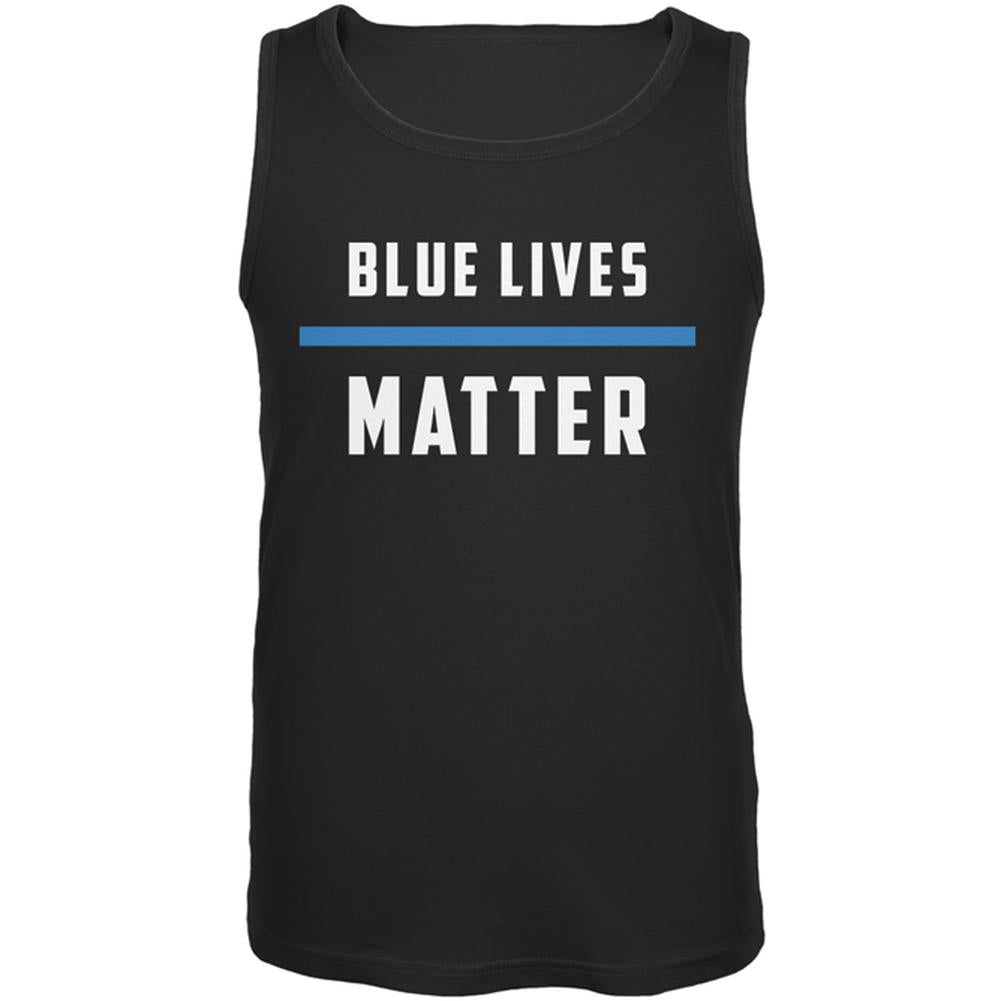 Police Blue Lives Matter Thin Blue Line Mens Tank Top Men's Tank Tops Old Glory SM Black