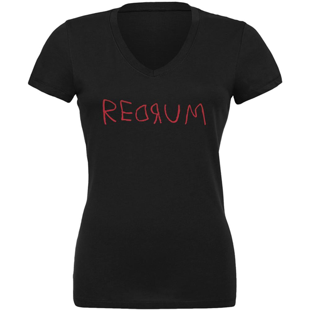 Halloween Horror Redrum Juniors V-Neck T Shirt Juniors T-Shirts Old Glory LG Black