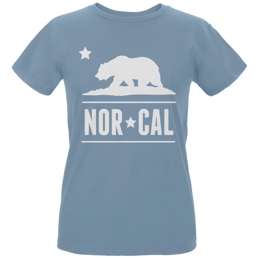 California Republic NorCal Womens Organic T Shirt Women's T-Shirts Old Glory LG Blue