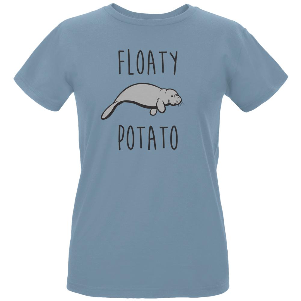 Floaty Potato Manatee Womens Organic T Shirt Women's T-Shirts Old Glory LG Blue