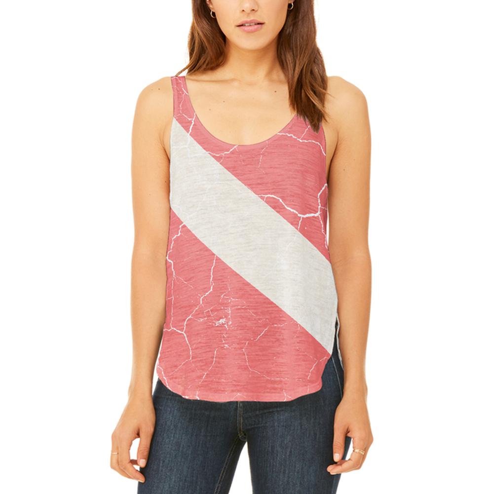 Diver Down Distressed Weathered Flag Juniors Flowy Side Slit Tank Top Juniors Tank Tops Old Glory 2XL Multi