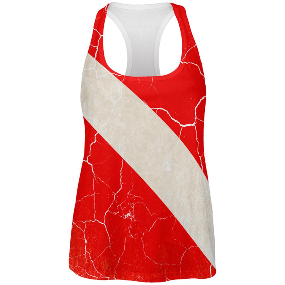 Diver Down Distressed Weathered Flag All Over Womens Work Out Tank Top Women's Tank Tops Old Glory 2XL Multi