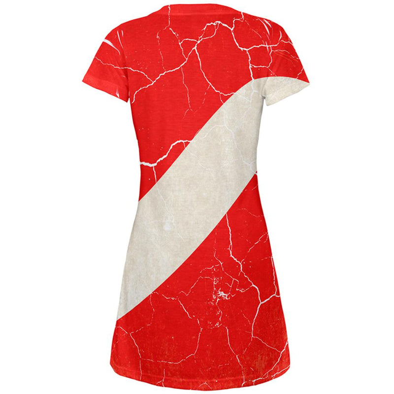 Diver Down Distressed Weathered Flag All Over Juniors Beach Cover-Up Dress Juniors Dresses Old Glory