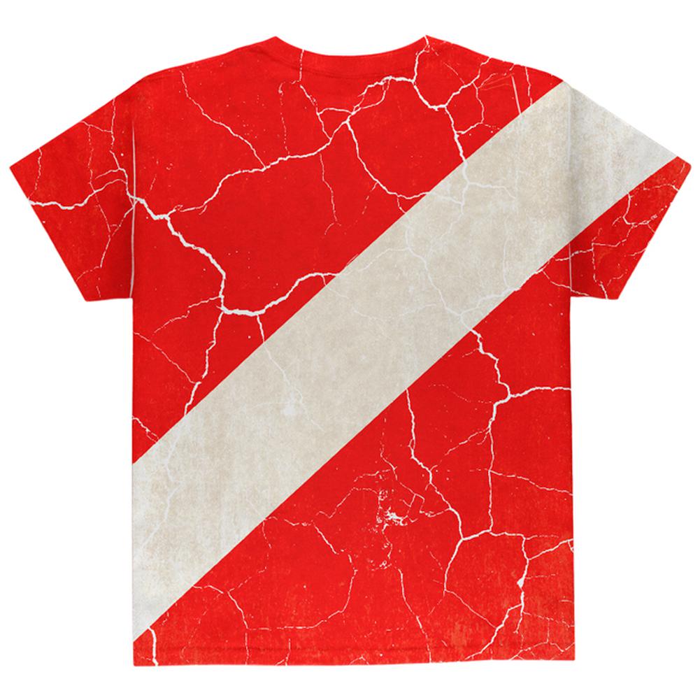 Diver Down Distressed Weathered Flag All Over Youth T Shirt Youth T-Shirts Old Glory