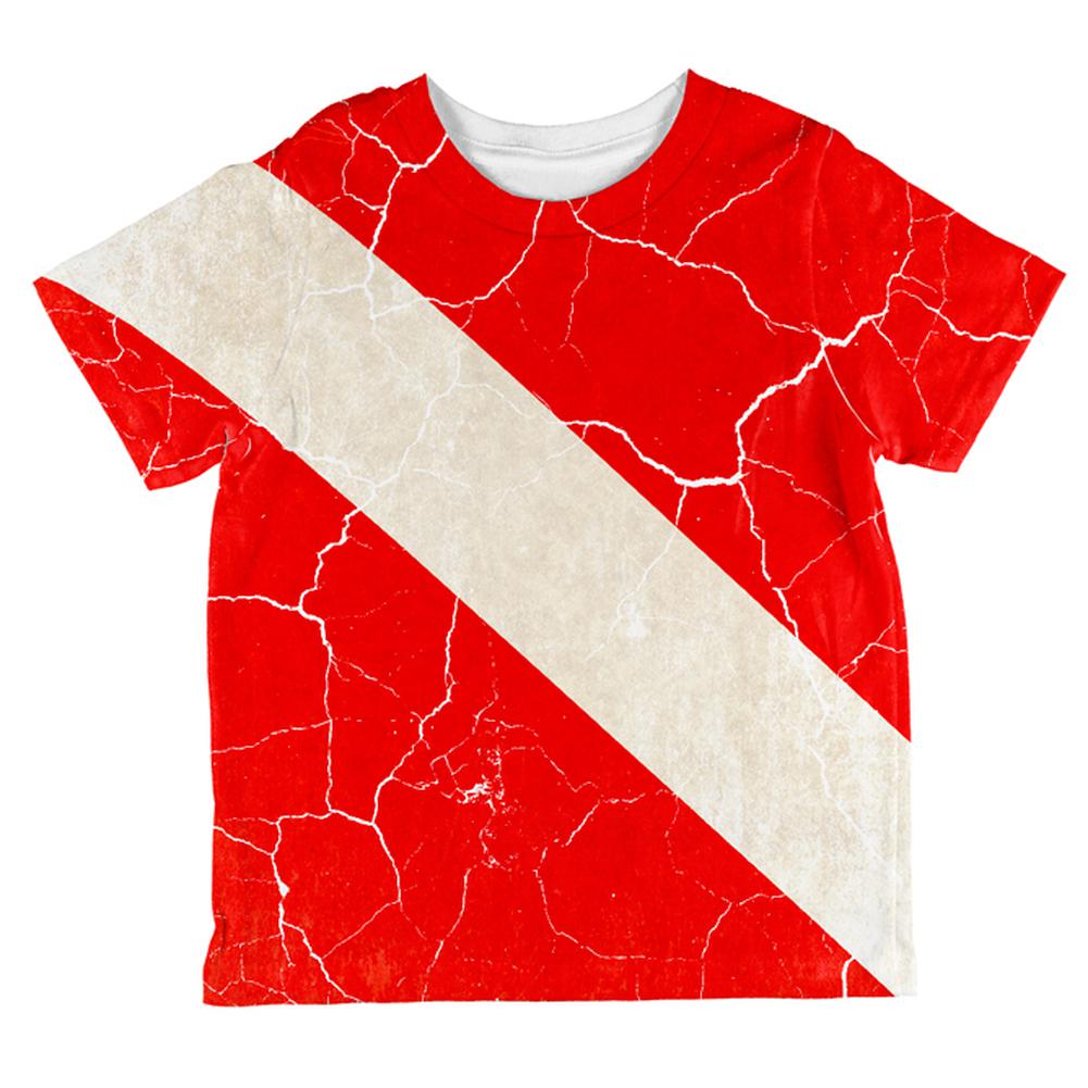 Diver Down Distressed Weathered Flag All Over Toddler T Shirt Toddler T-Shirts Old Glory 2T Multi